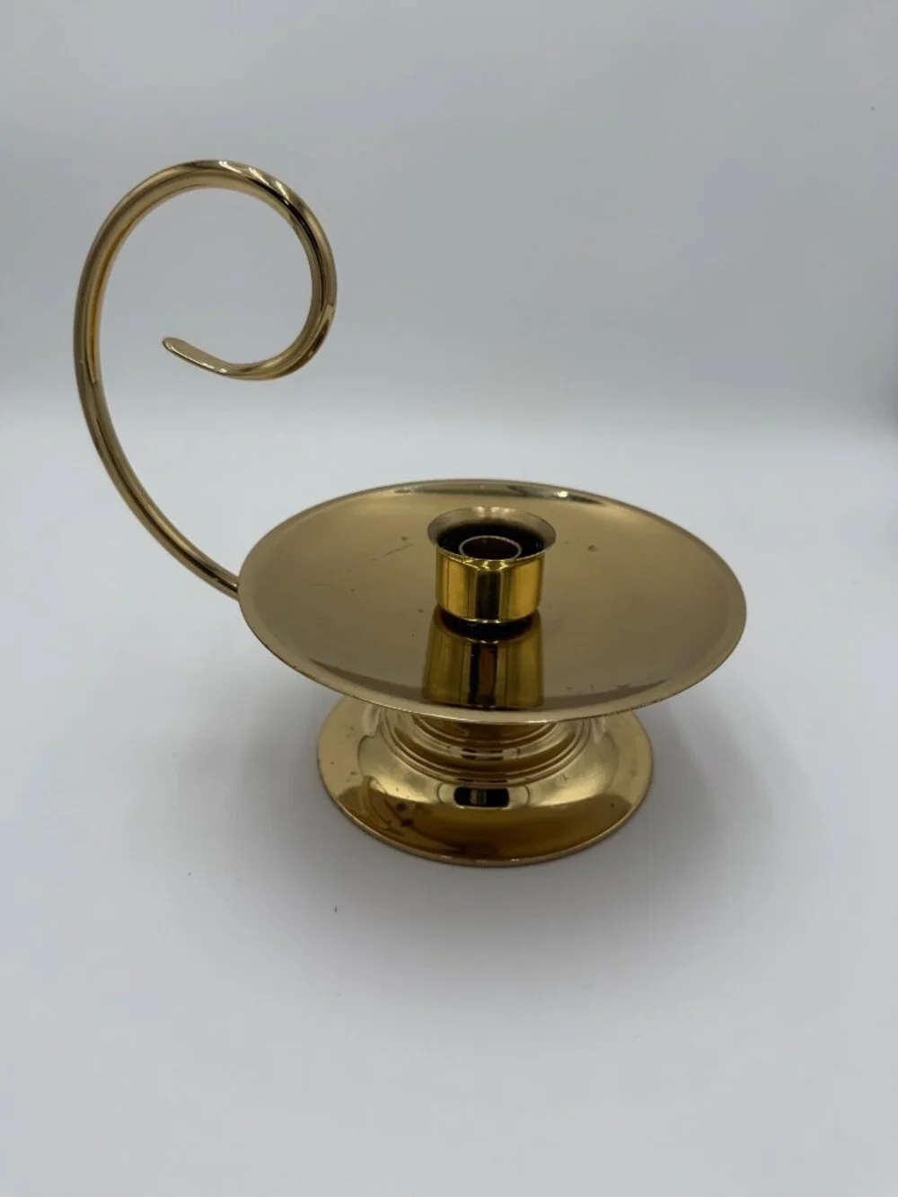 Vintage Baldwin Brass Chamberstick Candle Holder Large Swirl Handle